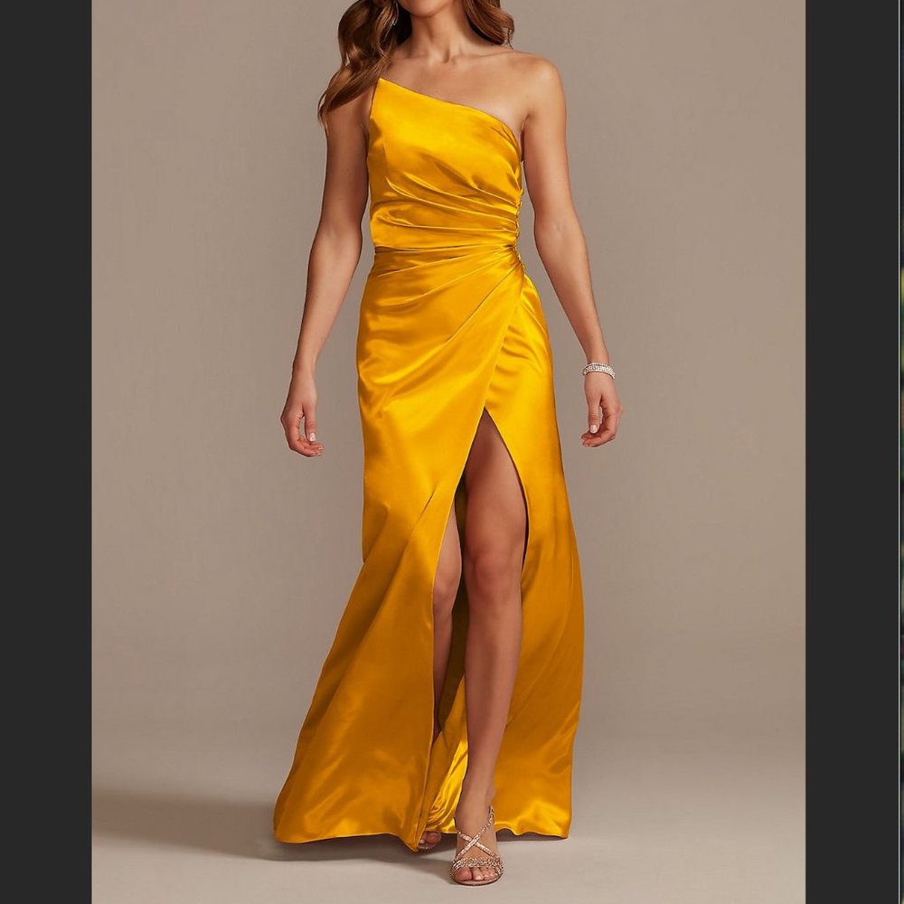 Charmeuse Draped One-Shoulder Bridesmaid Dress